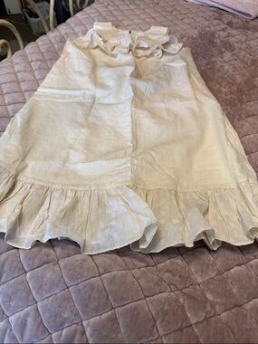 Neige Cream Ruffle-Hem A-Line Eyelet Skirt